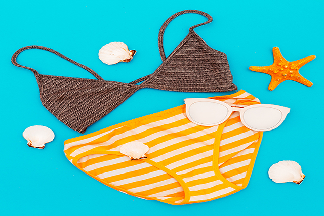 Swimsuit. Vacation. Summer. Minimal style beach