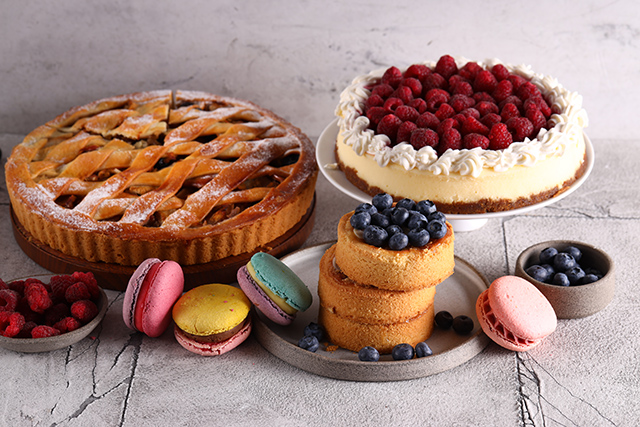 assorted fresh dessert pastries pie cake